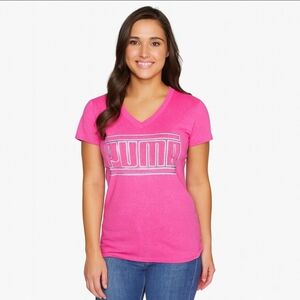 Puma Pink Women's Spellout Workout Tee Sz Med